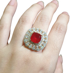 Garnet Red Size Adjustable Ring