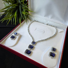 Purple Amethyst Necklace Set with Earrings