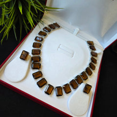 Celia - Luxury Smoky Quartz Brown Necklace Set with Earrings