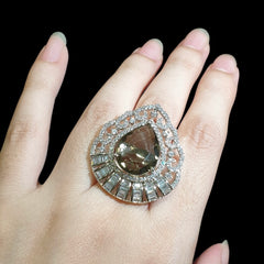 Smokey Quartz Size Adjustable Ring