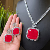 Jayde - Ruby Doublet Statement Necklace Set with Earrings