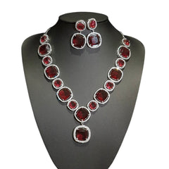 Garnet Red Necklace Set