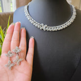 Seela - Stunning Silver White Cubic Zirconia Necklace Set With Earrings