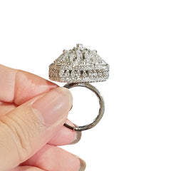 White Cubic Zirconia Size Adjustable Ring