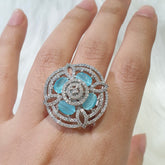 Aqua Blue Size Adjustable Ring