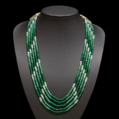 Real Tourmaline Light And Dark Green 5 Layers String (Maala) Size Adjustable