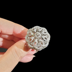 White Cubic Zirconia Size Adjustable Ring