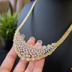 Eva - Dazzling Gold Cubic Zirconia Necklace Set with Earrings