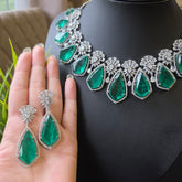 Malia - Classic Royal Emerald Green Necklace Set with Earrings