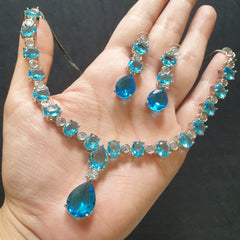 Aqua Blue Topaz Necklace Set