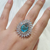 Aqua Blue Size Adjustable Ring