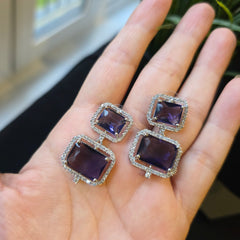 Purple Amethyst Necklace Set with Earrings