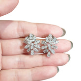White Cubic Zirconia Stud Earrings - White Gold Plated