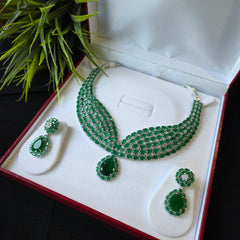 Kaya - Bespoke Emerald Green Necklace Set with Earrings