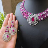 Maya - Rubies Statement Necklace Set with Earrings