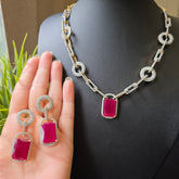 Fiona - Bespoke Ruby Gold Necklace Set with Earrings