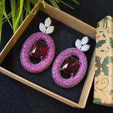 Bella - Bespoke Rubies & White Cubic Zirconia Dangle Earrings