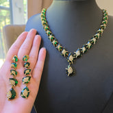 Ayra - Emerald Green Gold Necklace Set with Earrings