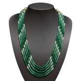 Real Tourmaline Light And Dark Green 5 Layers String (Maala) Size Adjustable