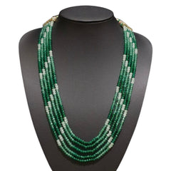 Real Tourmaline Light And Dark Green 5 Layers String (Maala) Size Adjustable