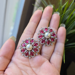 Aria - Timeless Pearls & Sapphires Blue Necklace Set With Earrings