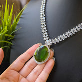 Ciara - Peridot Green Necklace Set with Earrings