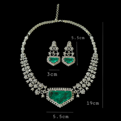 Lezzy - Emerald Doublet Statement Necklace Set With Earrings