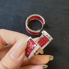 Garnet Red Stud Earrings