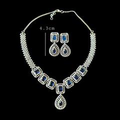 Zoyi - Blue Sapphire Necklace Set With Earrings