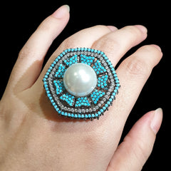 Aqua Blue Size Adjustable Ring
