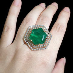 Columbian Lab Grown Emerald Size Adjustable Ring