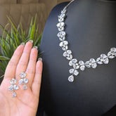 Pansy - Dazzling Silver White Cubic Zirconia Necklace Set with Earrings