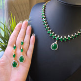 Gina - Gold Emerald Necklace Set with Earrings