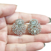 White Cubic Zirconia Stud Earrings  - White Gold Plated