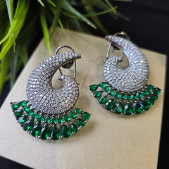 Ibba - Emerald Green & White Cubic Zirconia Earrings