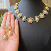 Raem - Exquisite Pearl & CZ Jewellery Set Yellow GOLD plated