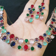 Multi Gemstones Necklace Set