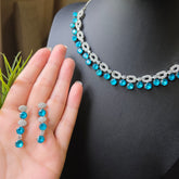 Viola - Swarovski Aqua Stones Necklace Set with Earrings