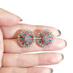 Multi Gemstones Stud Earrings
