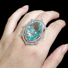 Aquamarine Size Adjustable Ring