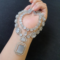 Grey Quartz Necklace Set