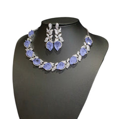 Lab Grown Srilankan Sapphire Necklace Set