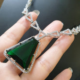 Triangular Cut Emerald Necklace Set