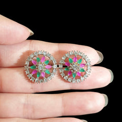 Multi Gemstones Stud Earrings