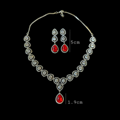 Kesha - Swarovski Lava Red & White Stones Necklace Set with Earrings