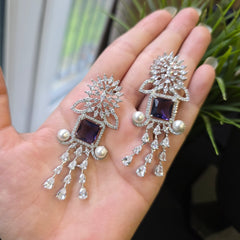 Skye - Timeless Pearls and Purple Amethyst Necklace Set with Earrings