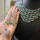 Hollie - Bespoke Emerald Statement Necklace Set with Earrings & Tika