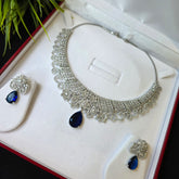 Siniha - Bespoke Blue Sapphire Necklace Set With Earrings