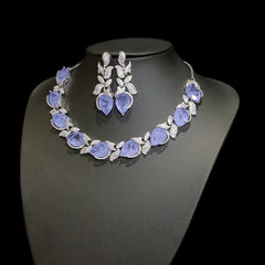 Lab Grown Srilankan Sapphire Necklace Set