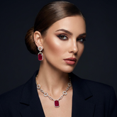 Fiona - Bespoke Ruby Gold Necklace Set with Earrings